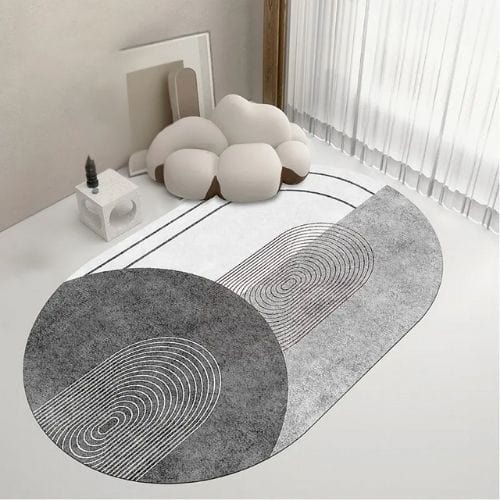 Tapis de Salon | Moderne Design Abstrait Scandinave - Tapinna® Gris / Ovale / 50x80cm