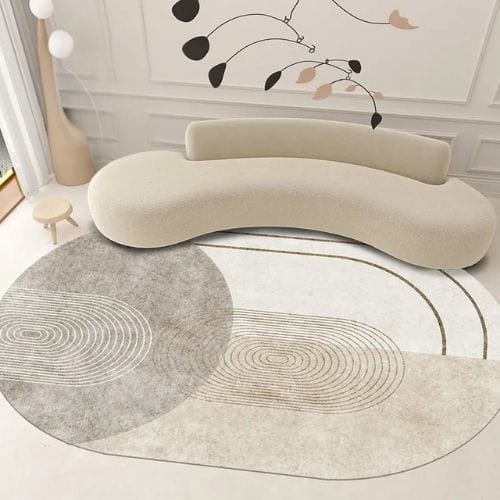 Tapis de Salon | Moderne Design Abstrait Scandinave - Tapinna® Gris / Ovale / 50x80cm