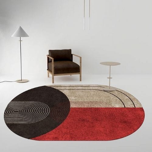 Tapis de Salon | Moderne Design Abstrait Scandinave - Tapinna® Rouge / Ovale / 50x80cm