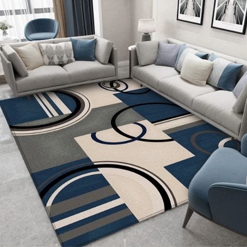Tapis de Salon | Moderne Design Circulaire Ondulé - Tapinna® Bleu / Rectangulaire / 40x60cm