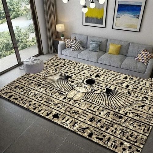Tapis de Salon | Moderne Égypte Antique Motif Scénique - Tapinna® Beige / Rectangulaire / 40x60cm (16x24 Pouces)