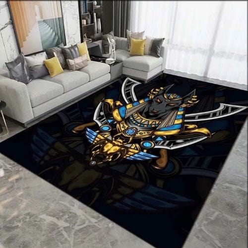 Tapis de Salon | Moderne Égypte Antique Motif Scénique - Tapinna® Doré Coloré / Rectangulaire / 40x60cm (16x24 Pouces)