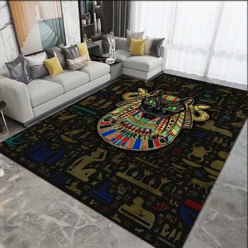 Tapis de Salon | Moderne Égypte Antique Motif Scénique - Tapinna® Doré Coloré / Rectangulaire / 40x60cm (16x24 Pouces)