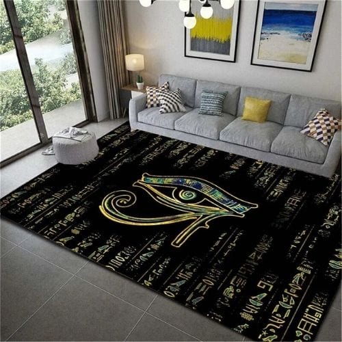 Tapis de Salon | Moderne Égypte Antique Motif Scénique - Tapinna® Doré / Rectangulaire / 40x60cm (16x24 Pouces)