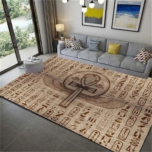 Tapis de Salon | Moderne Égypte Antique Motif Scénique - Tapinna® Marron / Rectangulaire / 40x60cm (16x24 Pouces)