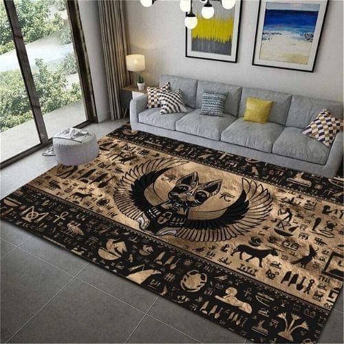 Tapis de Salon | Moderne Égypte Antique Motif Scénique - Tapinna® Marron / Rectangulaire / 40x60cm (16x24 Pouces)