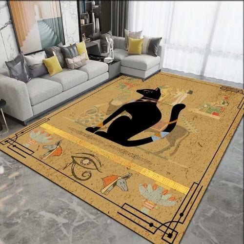 Tapis de Salon | Moderne Égypte Antique Motif Scénique - Tapinna® Marron / Rectangulaire / 40x60cm (16x24 Pouces)