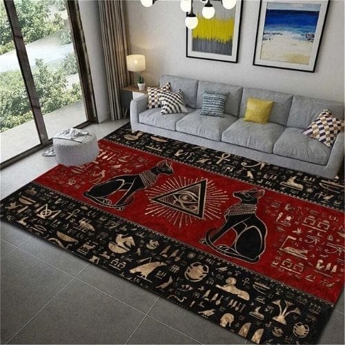 Tapis de Salon | Moderne Égypte Antique Motif Scénique - Tapinna® Rouge / Rectangulaire / 40x60cm (16x24 Pouces)