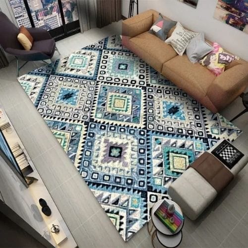 Tapis de Salon | Moderne Ethnique Rétro Scandinave - Tapinna® Bleu / Rectangulaire / 80x120cm