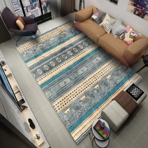 Tapis de Salon | Moderne Ethnique Rétro Scandinave - Tapinna® Bleu / Rectangulaire / 80x120cm