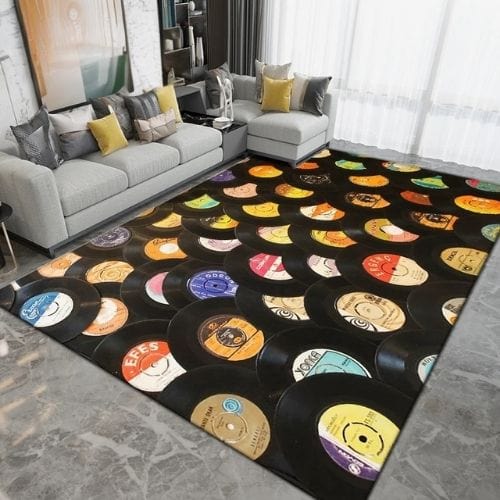 Tapis de Salon | Moderne Forme Disque Vinyle Vintage - Tapinna® Coloré / Rectangulaire / 40x60cm