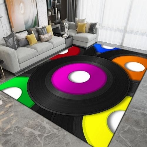 Tapis de Salon | Moderne Forme Disque Vinyle Vintage - Tapinna® Coloré / Rectangulaire / 40x60cm