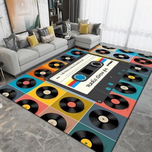 Tapis de Salon | Moderne Forme Disque Vinyle Vintage - Tapinna® Coloré / Rectangulaire / 40x60cm