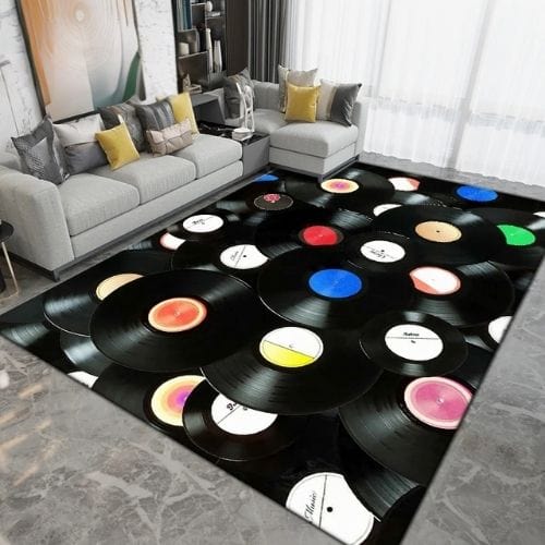 Tapis de Salon | Moderne Forme Disque Vinyle Vintage - Tapinna® Coloré / Rectangulaire / 40x60cm