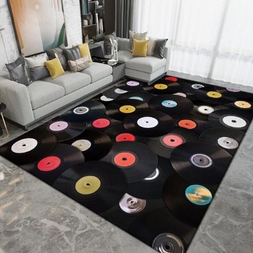 Tapis de Salon | Moderne Forme Disque Vinyle Vintage - Tapinna® Coloré / Rectangulaire / 40x60cm