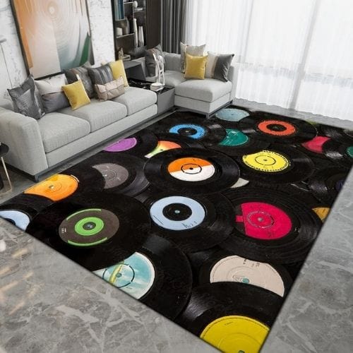 Tapis de Salon | Moderne Forme Disque Vinyle Vintage - Tapinna® Coloré / Rectangulaire / 40x60cm