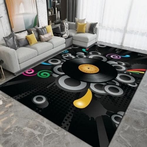Tapis de Salon | Moderne Forme Disque Vinyle Vintage - Tapinna® Coloré / Rectangulaire / 40x60cm