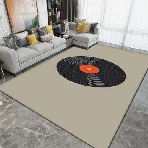 Tapis de Salon | Moderne Forme Disque Vinyle Vintage - Tapinna® Gris / Rectangulaire / 40x60cm