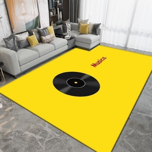 Tapis de Salon | Moderne Forme Disque Vinyle Vintage - Tapinna® Jaune / Rectangulaire / 40x60cm
