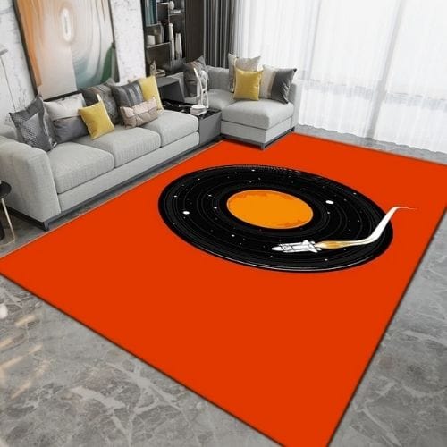 Tapis de Salon | Moderne Forme Disque Vinyle Vintage - Tapinna® Orange / Rectangulaire / 40x60cm