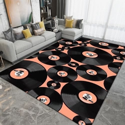 Tapis de Salon | Moderne Forme Disque Vinyle Vintage - Tapinna® Rose / Rectangulaire / 40x60cm