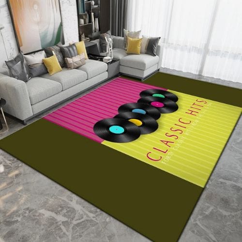 Tapis de Salon | Moderne Forme Disque Vinyle Vintage - Tapinna® Vert / Rectangulaire / 40x60cm