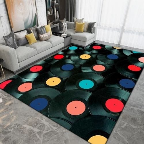 Tapis de Salon | Moderne Forme Disque Vinyle Vintage - Tapinna® Vert / Rectangulaire / 40x60cm