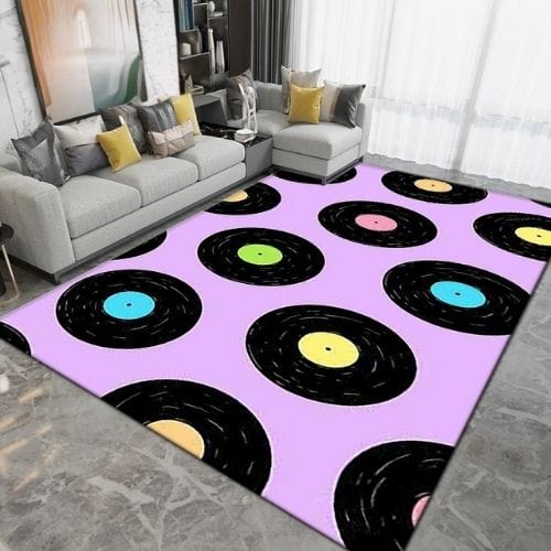 Tapis de Salon | Moderne Forme Disque Vinyle Vintage - Tapinna® Violet / Rectangulaire / 40x60cm