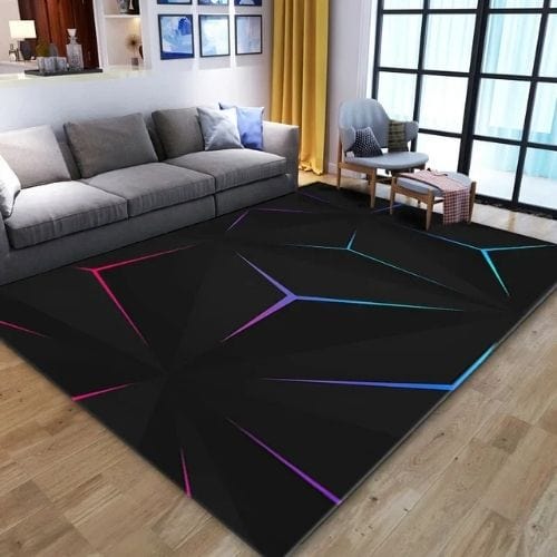Tapis de Salon | Moderne Illusion Vortex 3D - Tapinna® Noir / Rectangulaire / 40x60cm (16x24 Pouces)