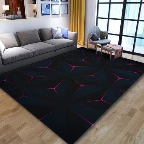 Tapis de Salon | Moderne Illusion Vortex 3D - Tapinna® Noir Violet / Rectangulaire / 40x60cm (16x24 Pouces)