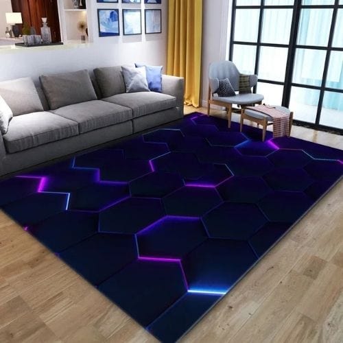 Tapis de Salon | Moderne Illusion Vortex 3D - Tapinna® Violet / Rectangulaire / 40x60cm (16x24 Pouces)