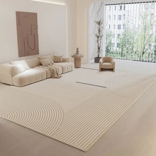 Tapis de Salon | Moderne Luxe Bohème Art Rayé - Tapinna® Beige / Rectangulaire / 50x80cm