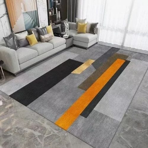 Tapis de Salon | Moderne Luxe Design Scandinave - Tapinna® Doré Gris Orange / Rectangulaire / 50x80cm
