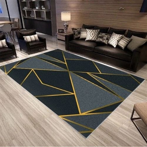 Tapis de Salon | Moderne Luxe Design Scandinave - Tapinna® Doré Gris / Rectangulaire / 50x80cm