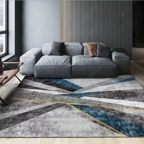 Tapis de Salon | Moderne Luxe Design Scandinave - Tapinna® Doré Gris / Rectangulaire / 50x80cm