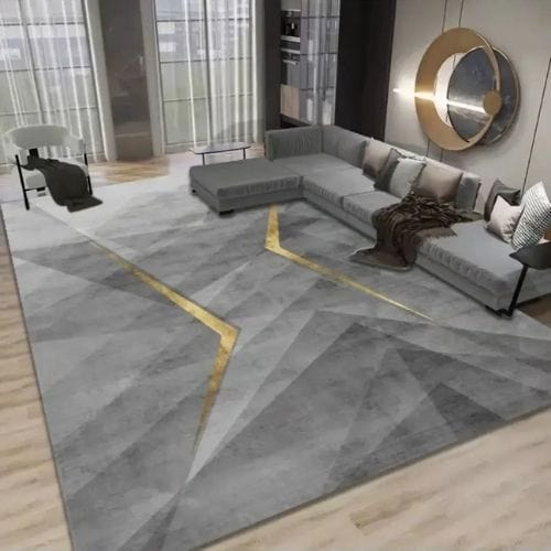 Tapis de Salon | Moderne Luxe Design Scandinave - Tapinna® Doré Gris / Rectangulaire / 50x80cm