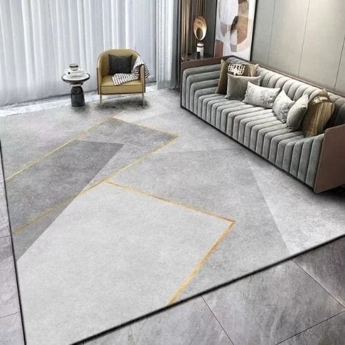 Tapis de Salon | Moderne Luxe Design Scandinave - Tapinna® Doré Gris / Rectangulaire / 50x80cm