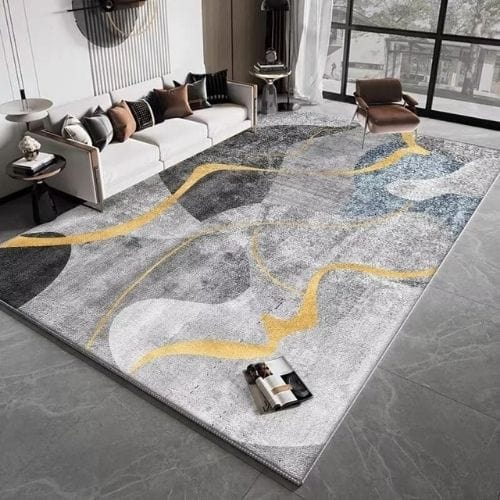 Tapis de Salon | Moderne Luxe Kilim Scandinave - Tapinna® Doré Gris / Rectangulaire / 60x90cm (Paillasson)