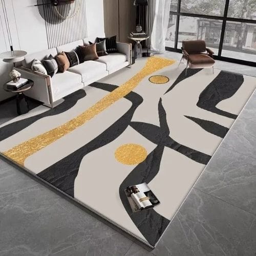 Tapis de Salon | Moderne Luxe Kilim Scandinave - Tapinna® Doré Gris / Rectangulaire / 60x90cm (Paillasson)