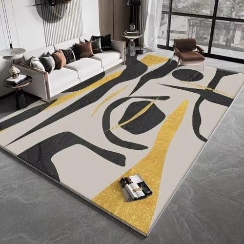 Tapis de Salon | Moderne Luxe Kilim Scandinave - Tapinna® Doré Gris / Rectangulaire / 60x90cm (Paillasson)