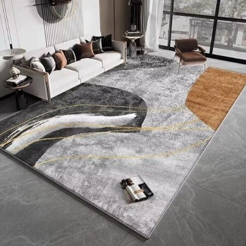 Tapis de Salon | Moderne Luxe Kilim Scandinave - Tapinna® Doré Gris / Rectangulaire / 60x90cm (Paillasson)