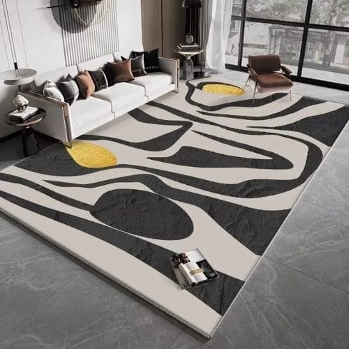 Tapis de Salon | Moderne Luxe Kilim Scandinave - Tapinna® Doré Gris / Rectangulaire / 60x90cm (Paillasson)