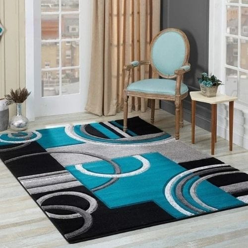 Tapis de Salon | Moderne Luxe Scandinave Poil Ras - Tapinna® Bleu / Rectangulaire / 40x60cm (16x24 Pouces)