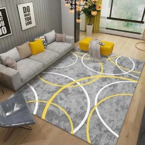 Tapis de Salon | Moderne Luxe Scandinave Poil Ras - Tapinna® Gris Jaune / Rectangulaire / 60x90cm (Paillasson)