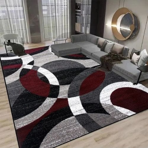 Tapis de Salon | Moderne Luxe Scandinave Poil Ras - Tapinna® Gris Rouge / Rectangulaire / 60x90cm (Paillasson)