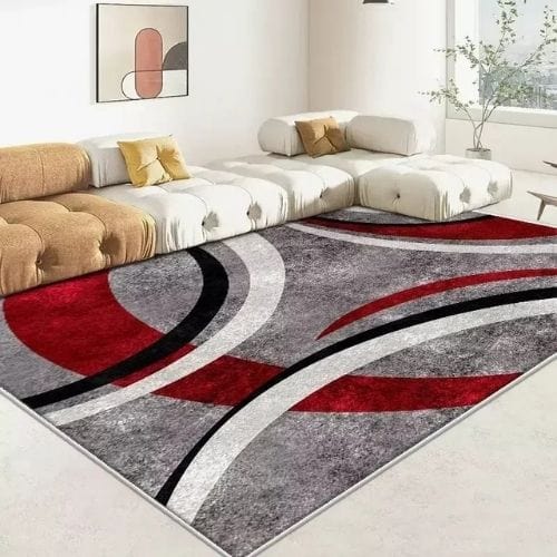 Tapis de Salon | Moderne Luxe Scandinave Poil Ras - Tapinna® Gris Rouge / Rectangulaire / 60x90cm (Paillasson)