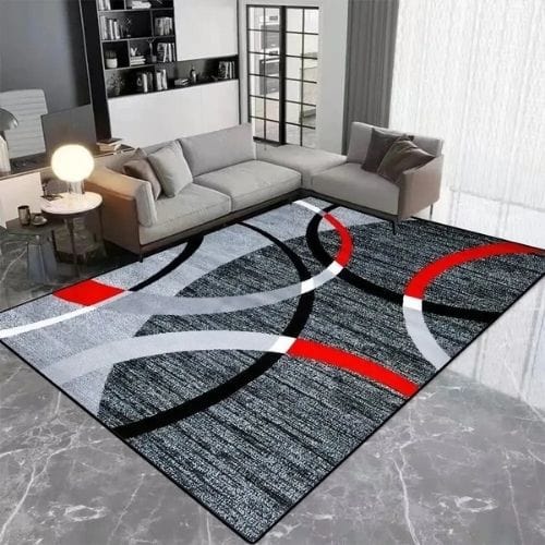 Tapis de Salon | Moderne Luxe Scandinave Poil Ras - Tapinna® Gris Rouge / Rectangulaire / 60x90cm (Paillasson)