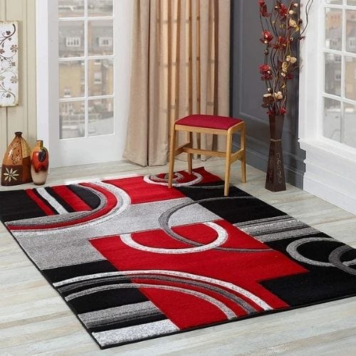 Tapis de Salon | Moderne Luxe Scandinave Poil Ras - Tapinna® Rouge / Rectangulaire / 40x60cm (16x24 Pouces)