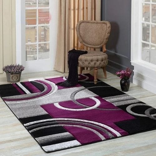 Tapis de Salon | Moderne Luxe Scandinave Poil Ras - Tapinna® Violet / Rectangulaire / 40x60cm (16x24 Pouces)