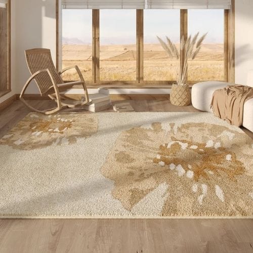 Tapis de Salon | Moderne Luxe Wabi-Sabi Poil Ras - Tapinna® Beige / Rectangulaire / 80x120cm